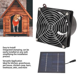 Solar Extractor Fan, Efficient Heat Dissipation Ventilation, 50W Solar Panel Fan Set, 5-12V for Kitchen, Greenhouse, Pet House, Chicken Coop, Barn