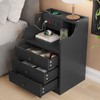 ADORNEVE Nightstand with Charging Station,Black Night Stand for Bedroom,End Table