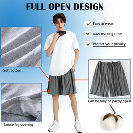 WEEOATAR Unisex Tear Away Shorts Bedridden Patient Pants,Rip Off Pants Easy to Wear with Side Zippers for Bedridden,Post Surgery,Incontinence Dialysis and Diaper Replacement(Dark Grey,XL)