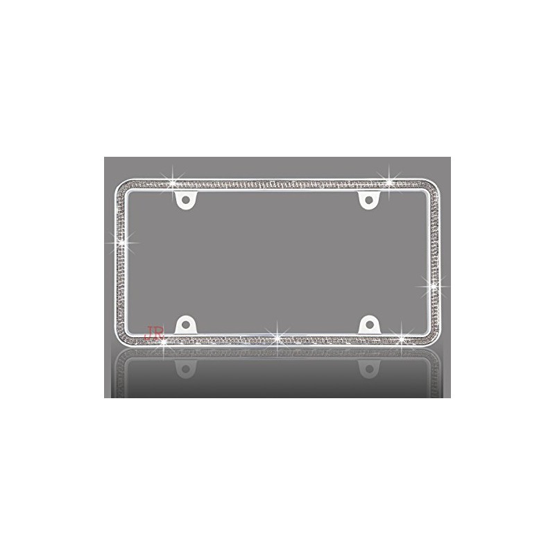 JR2 4 Row 500+ Sparkling Crystals Metal Chrome License Plate
