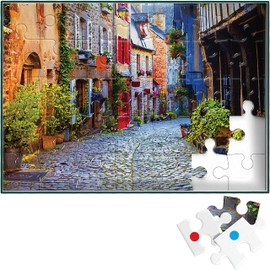 Keeping Busy Dementia Puzzles for Elderly - Large Piece Puzzles for Seniors - 35 Piece Jigsaw Town Puzzle - Color Coded with Templates - Dementia Activities for Seniors - Easy Adult Puzzle