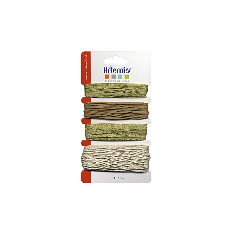 Artemio Set of 4 Decorative String, Synthetic, Gold, 10 x
