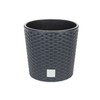 Prosperplast Plastic anthracite grey round low flower pot 25 cm