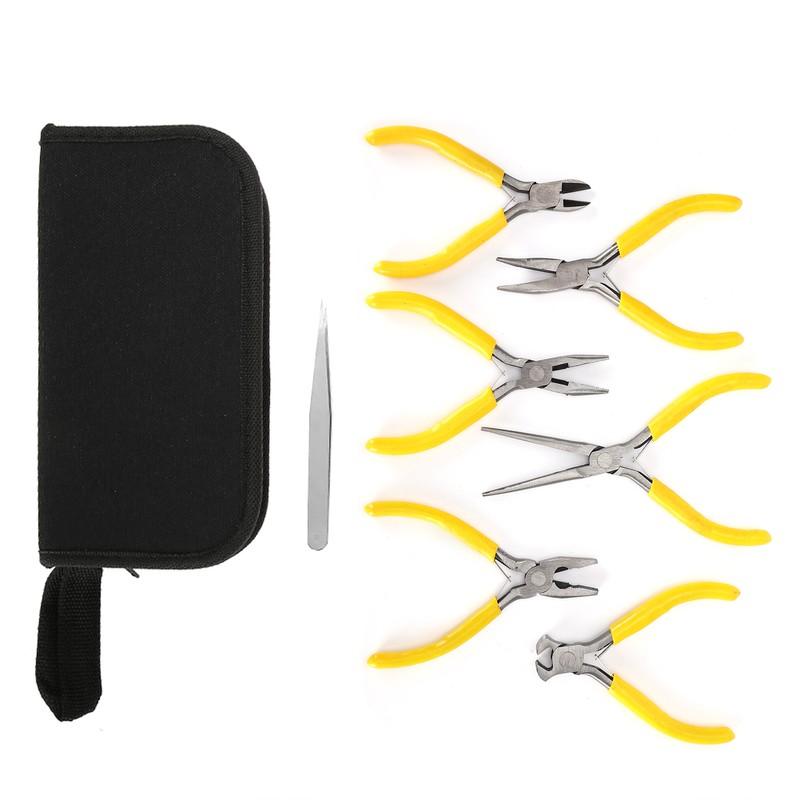 6pcs Professional Jewelry Pliers Tools Kit Long Bent Nose Pliers
