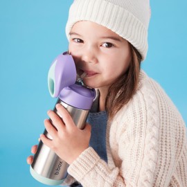 b.box 16.9 oz Insulated Water Bottle: Keeps Drinks Cold up to 15 Hours, Warm up to 8 Hours. Triple Wall Stainless Steel Kids Water Bottle. Dishwasher Safe (Lilac Pop, 16.9 oz)