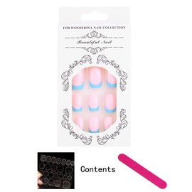 Sethexy French Short Square False Nails Collection Fashion Press on Nails Glossy Fake Nails 24Pcs Acrylic Stick on Nail Tips