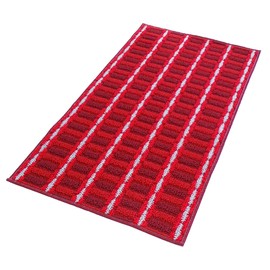 Lashuma Peonia Kitchen Runner, 50 x 80 cm, Kitchen Mat with Stripes, Square Rug, Red