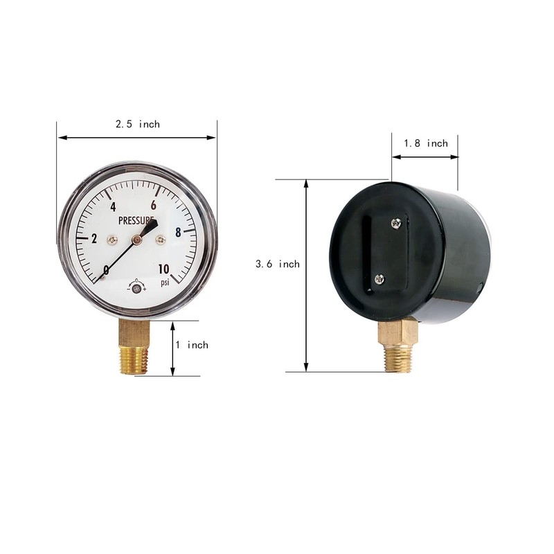 JIVTO 0-10 Psi Low Capsule Pressure Gauge,2-1/2" Dial,1/4" NPT Lower