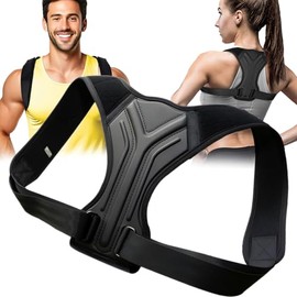 Vervex Corrector de postura unisex, soporte para la espalda - soporte ajustable para la parte media y superior de la espalda - alivia el dolor de cuello, hombros,Mejorar la postura encorvada clavículas y espalda - transpirable (Talla única)