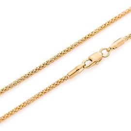 Cozmos Fine Silver Chain Popcorn Coreana Chain Necklace Bracelet Anklet 925 Sterling Silver 18K Gold Chain Gold Chain Gold Plated 1 mm - 15 20 25 30 35 40 45 50 55 60 65 70 75 80 85 90 95 100 cm, Gold
