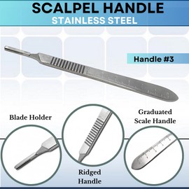 All-Purpose 60 Pcs Sterile Blades #10#11#12#14#15#16 + Stainless Steel Scalpel Handle No 3 with Scale for Dermaplaning, Handicraft Repairs, Trimming