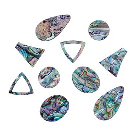 AHANDMAKER Pack of 10 Abalone Shell Cabochon. 5 Styles Natural Paua Shell Cabochons Shell Pendant Loose Gemstone for Bracelet Necklace Earrings Jewellery Making DIY Crafts, Paua Shell