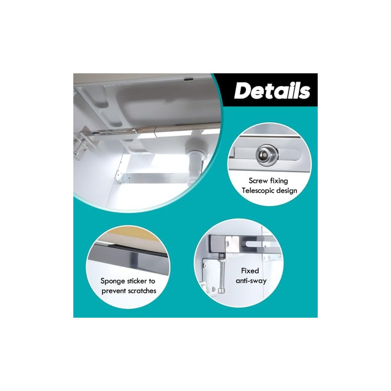 Undermount Sink Brackets, Stainless Steel Adjustable Undermounts Sinks Support, Horizontal