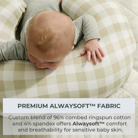 Pobibaby 1-Pack Premium Nursing Pillow Cover - Ultra Soft & Stretchy 96% Cotton, Breastfeeding Pillow Cover for Baby Boys and Girls (Gingham Khaki)