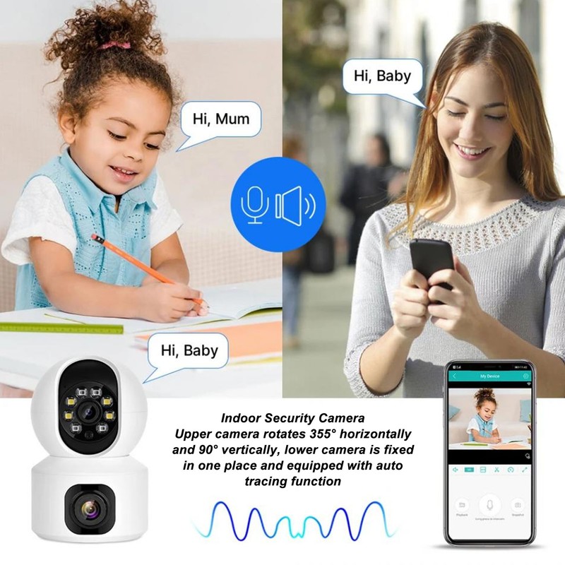 Indoor Camera Dual Lens 2K Full HD Night Vision Two