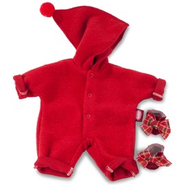 Götz 3403361 Baby Suit Pointed Hat Red - Doll Clothing Size S - 3-Piece Clothing and Accessory Set for Baby Dolls from 30 - 33 cm