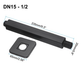 sourcing map Shower Head Extension Arm with Square Flange 235mm(9.3") Length Stainless Steel Shower Head Extender Straight Pipe Fitting Pipe Extension for Bathroom, Matte Black