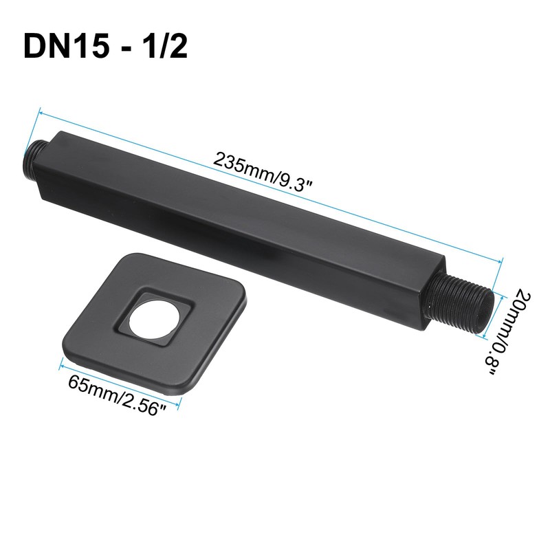 sourcing map Shower Head Extension Arm with Square Flange 235mm(9.3")