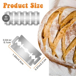 Ptwola 80 Pieces Bread Lame Blades Stainless Steel Bread Scoring Blade Tool French Dough Breads Baking Scorer Refill Professional Sourdough Razor Knife for Baker Gifts Breads Craft Design Making