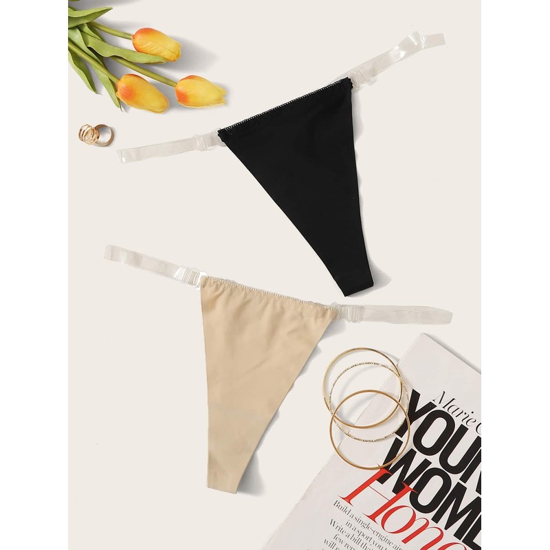 GORGLITTER Women's 2 Piece No Show Underwear G String Thongs