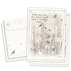 Tree-Free Greetings - Sympathy Cards - Artful Designs - 2 Cards + Matching Envelopes - Made in USA - 100% Recycled Paper - 5"x7" - Just a Thought Away Sympathy Card (GT17911)