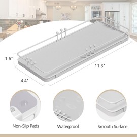 Pursura Bathroom Vanity Tray for Countertop Toiletries Perfume Makeup Soap Dispenser Toilet Tank, Kitchen Tray for Salt Spice, Decor Tray for Candle Nightstand Coffee 11.3”x 4.4” White