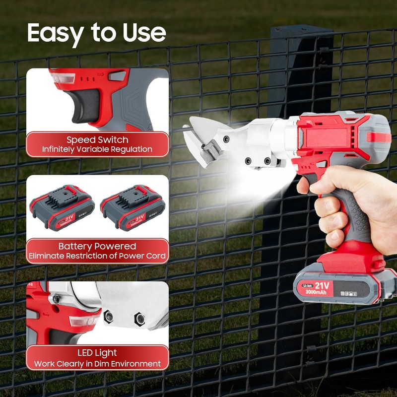 Metal Shear, 21V Industrial Electric Scissors with 2 Speed Adjust,