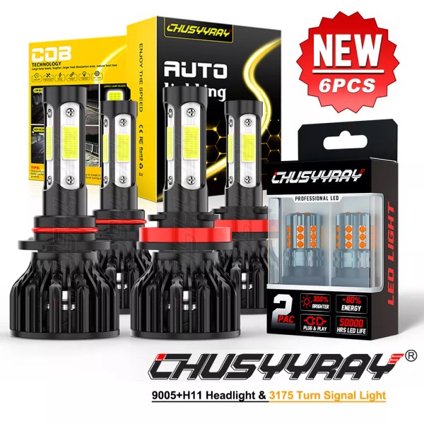 CHUSYYRAY For Toyota Camry 2007-2017 6x LED Headlights High-Low Beam+Turn