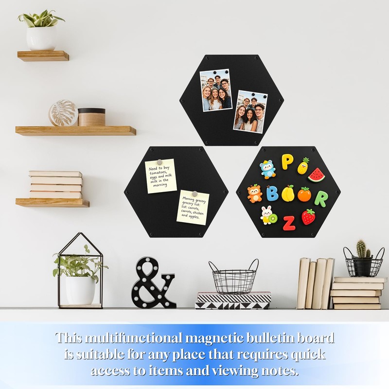3-Pack Magnetic Board for Wall for Magnets -12.6" Heavy-Duty Metal