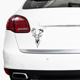 Deer Sticker Film Decor for Car, Car Accessories, Deer Head Motif, Deer, Red Deer, Hunting, Hunter, Forester, Hunting Car Sticker (Glossy Black, K139 Set Small)