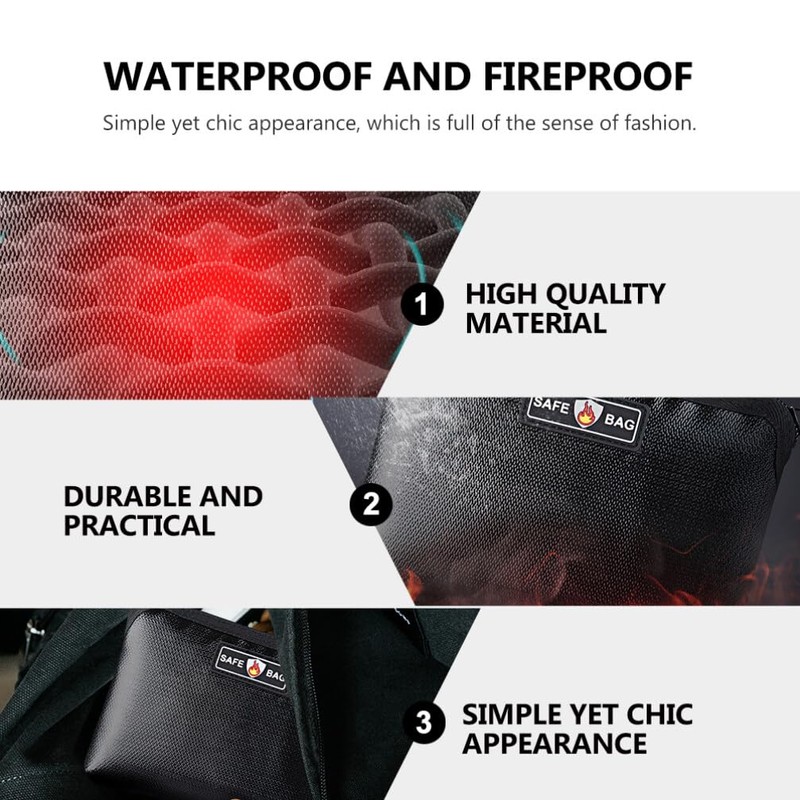 DOITOOL Fireproof Money Bag for Cash - 2 Pack Fireproof