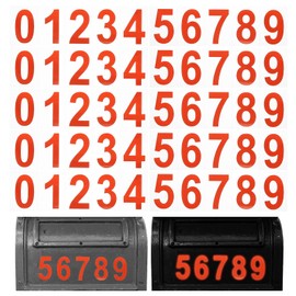 PATIKIL Reflective Mailbox Numbers, 5 Sets 4 Inch Waterproof Red Mailbox Numbers for Outside Self Adhesive Number Stickers for Mailbox, Address Numbers, House