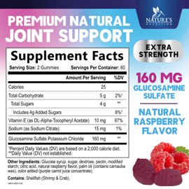 Joint Support Gummies Glucosamine Plus Vitamin E - Nature's Joint Support Supplement for Occasional Discomfort for Back, Knees & Hands - Cartilage & Joint Health & Flexibility Support - 120 Gummies