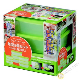 イノマタ化学 電子レンジ容器 かしこいパック 角型 9個セット グリーン