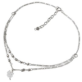 Tobillera de plata 925 certificada, cadena con bolitas lisas y dije de trébol pequeño. Joyería y accesorio para mujer. Para regalos para mamá, cumpleaños, día de San Valentín, 10 de mayo, aniversario, navidad y cualquier ocasión especial. Perfecto para j