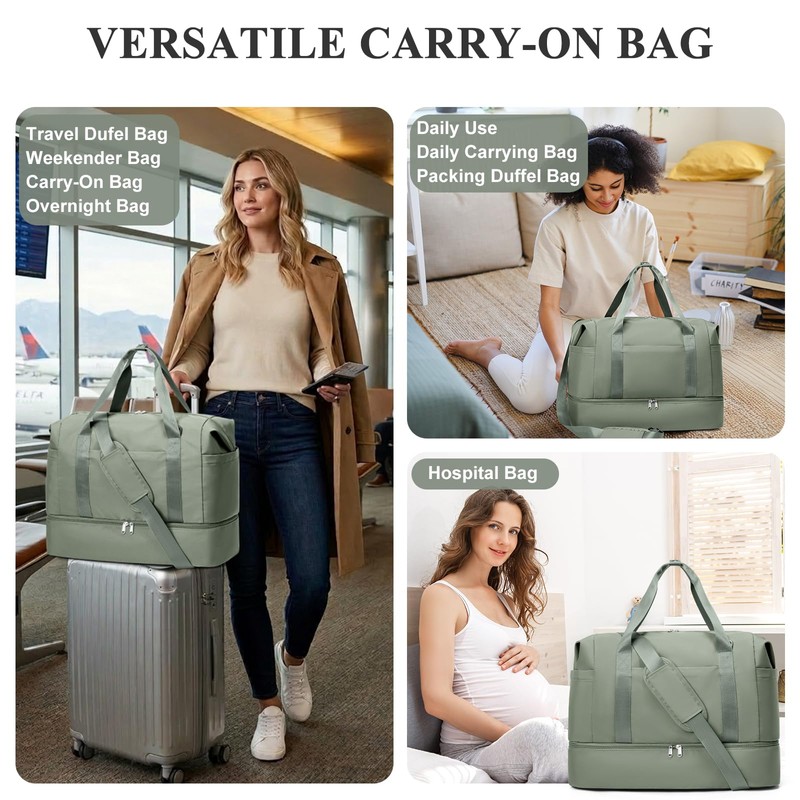 Travel Duffel Bag, Weekender Bags for Women with Shoe Compartment,2Pcs