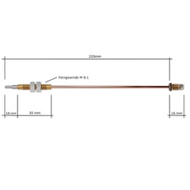 Premium Thermocouple Ignition Protection 220 mm Flexible with Mounting Nuts