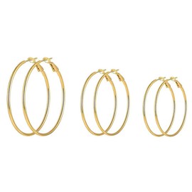CHARIFIN women earrings hoop hypoallergenic loop earrings set Lightweight Gold hoops earrings for women, Stainless Steel, No Gemstone