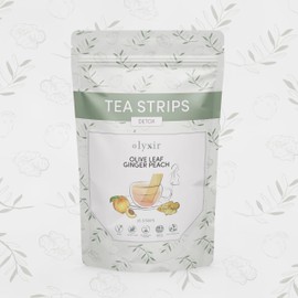 Olyxir Detox Tea Strips - Natural Olive Leaf, Ginger, & Peach Flavors - Instant, Energizing, Organic, Paleo, Vegan, Non-GMO | 25 Ct