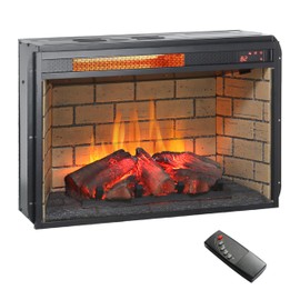 Innoflame Electric Fireplace, 26" Electric Fireplace Insert for TV Stand, Realistic Resin Log, Brick Wall, Remote/Timer, Adjustable 4 Flame Brightness, 1500W(26 3/16" W x 17 5/8" H)