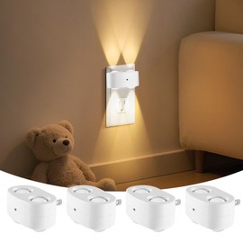 BMXKPO Night Light Plug into Wall, 4 Pack LED Night Lights,Rotatable Plug Night Lights,Dusk to Dawn Light Sensor,2700K Warm White Nightlights for Hallway Bedroom Stairway,Non-Dimmable