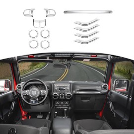 RT-TCZ for Wrangler JK Interior Trim Kit Chrome for Jeep Wrangler JK JKU 2011-2017 4-Door Silver Chrome Interior Accessories 12pcs