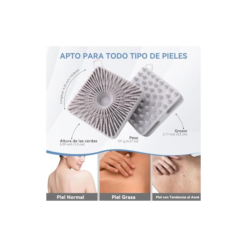 2 Pcs Cepillo Corporal de Silicona de Doble Cara, Cepillo
