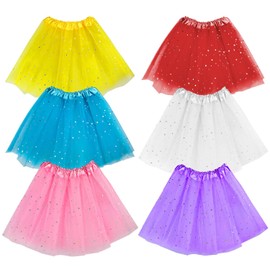 6 Pieces Tulle Skirt Children, 6 Colours Tutu Girls, Tutu Children, Tulle Skirt Girls, Tutu Children Suitable for 2-8 Years Girls School Performances Dance Courses Birthday Parties Carnival Christmas
