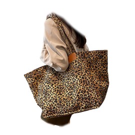 Women Canvas Tote Bag, Leopard Print Handbags Zipper Casual Shoulder Work Bag Top Handle Bag Purses