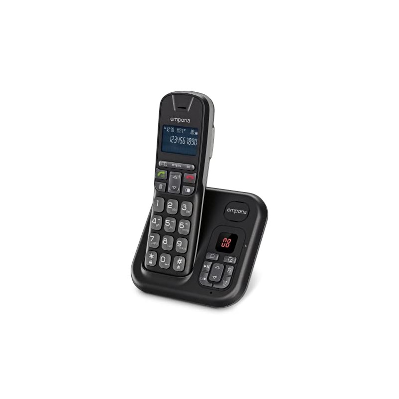 Emporia TH21AB Cordless Telephone, Answering Machine, Large Illuminated Display, Large