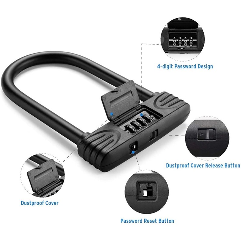 KENRONE Heavy Duty Bike U Lock, 4 Digit Combination Password