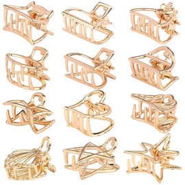 MANODHRUVA 3pcs Metal Geometrical Hollow Hair Claw Clip Clutchers for Women, Pack of 3