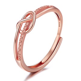 JeweBella 925 Sterling Silver Rings for Women Girls, Silver Adjustable Knot Ring, Silver Thumb Rings for Women, Silver Rings Women, Engagement Ring, Promise Ring Jewellry Silver/Gold/Rose Gold