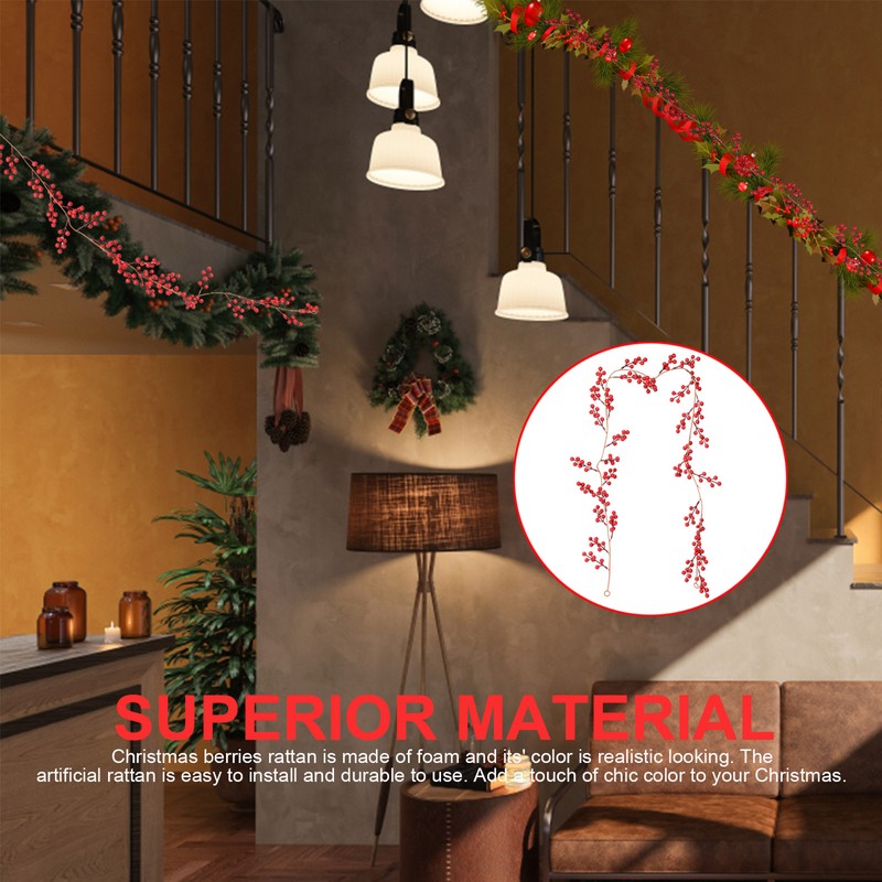 Artificial Berry Rattan with Black Berries Christmas Decoration Rattan for